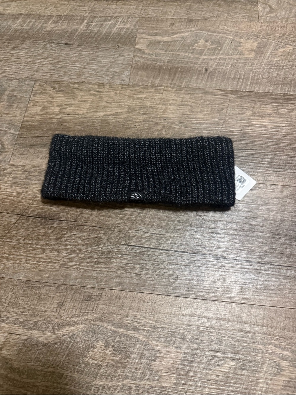 adidas Black Marled Ribbed Knit Headband Ear warmer fleece lined